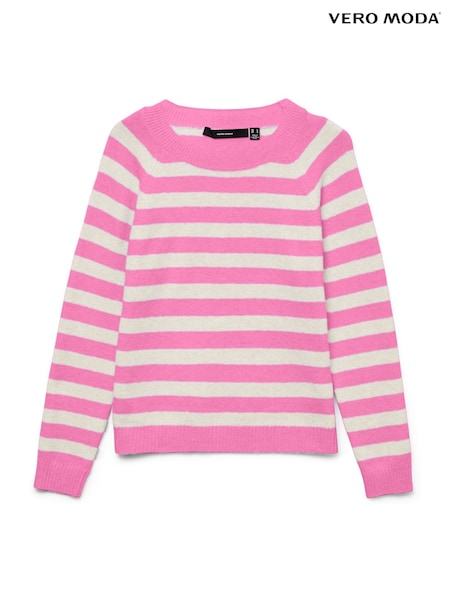 VERO MODA Pink Light Bow Detail Long Sleeve Jumper (H97357) | AED146