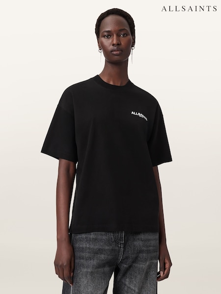 AllSaints Black Ania Etta T-Shirt (H97386) | 292 QAR