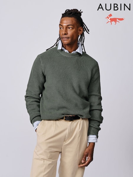 Aubin Green Martin Ribbed Crew Neck Jumper (H97454) | ¥ 18,090