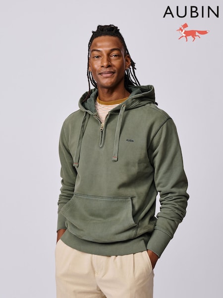 Aubin Green Baildon Zip Neck Hoodie (H97474) | AED571