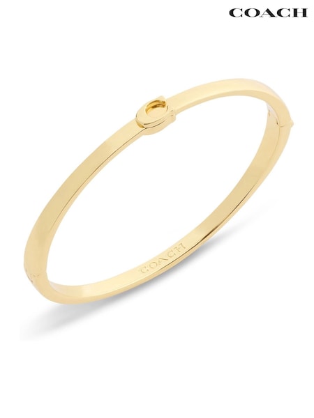COACH Gold Tone Signature C Bangle Boxed Bracelet (H97492) | €95