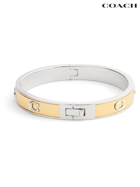 COACH Gold Tone Signature C Bangle Bracelet (H97496) | €191