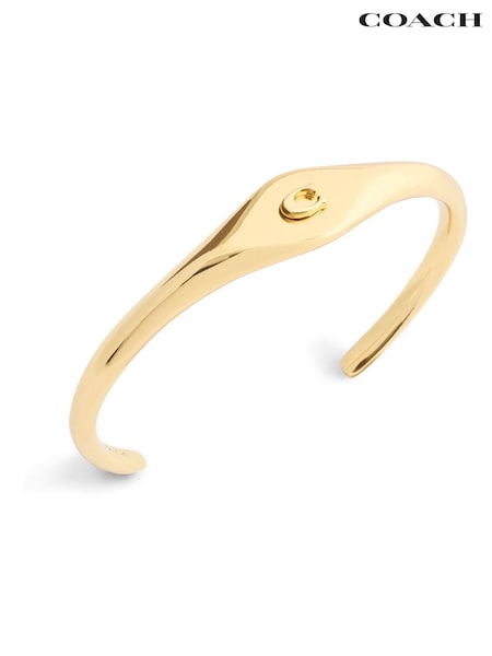 COACH Gold Tone Signature Signet Cuff Bracelet (H97501) | AED553