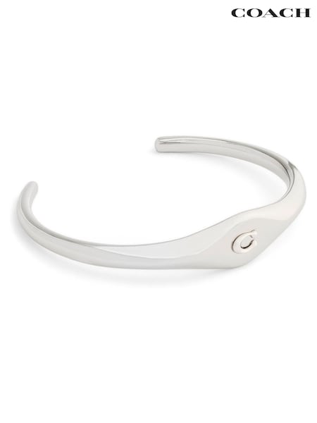 COACH Silver Tone Signature Signet Cuff Bracelet (H97505) | €126