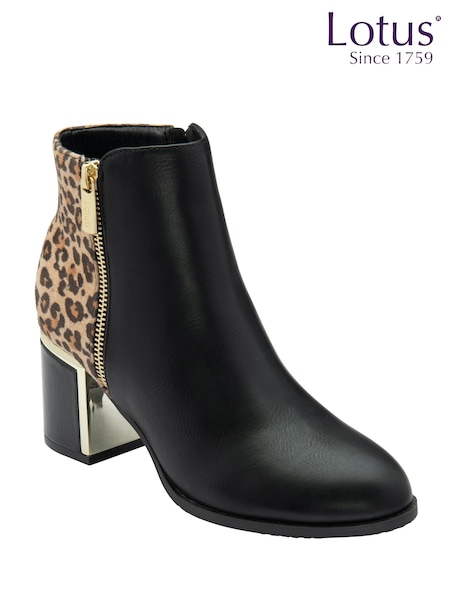 Lotus Black Heeled Ankle Boots (H97540) | €86