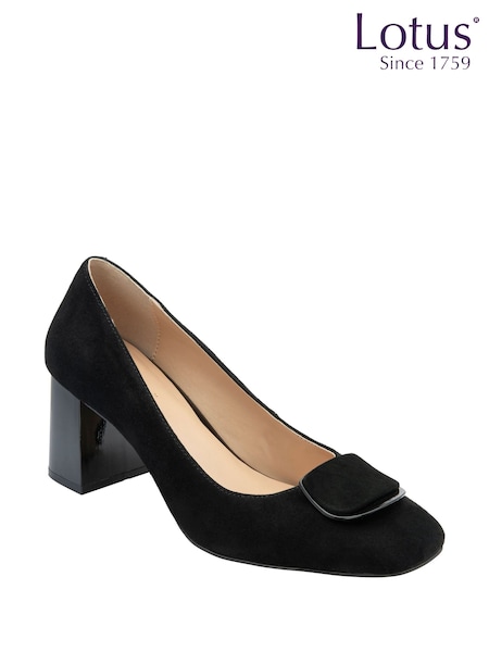 Lotus Black Suede Court Shoes (H97586) | R$ 790