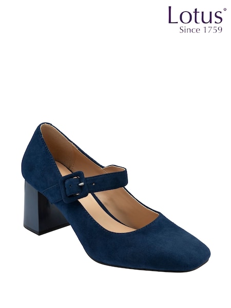 Lotus Blue Suede Court Shoes (H97594) | AED466