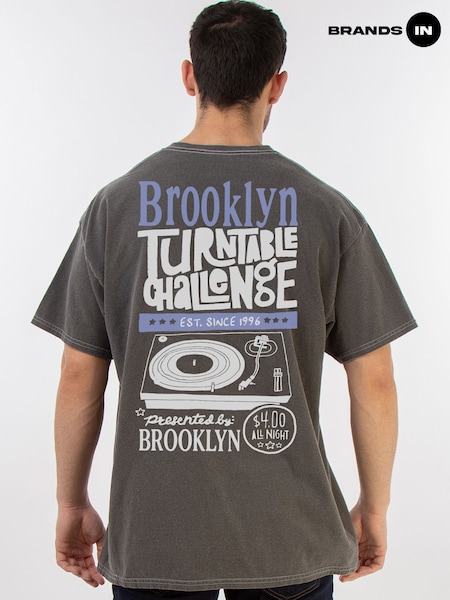 Brands In Grey Brooklyn Turntable Graphic Print T-Shirt (H97666) | €37