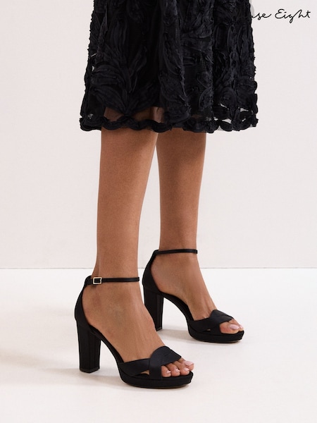 Phase Eight Black Satin Twist Platform Shoes (H97687) | €152