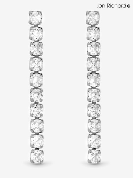 Jon Richard Silver Tone Cubic Zirconia Round Tennis Earrings (H97702) | €32