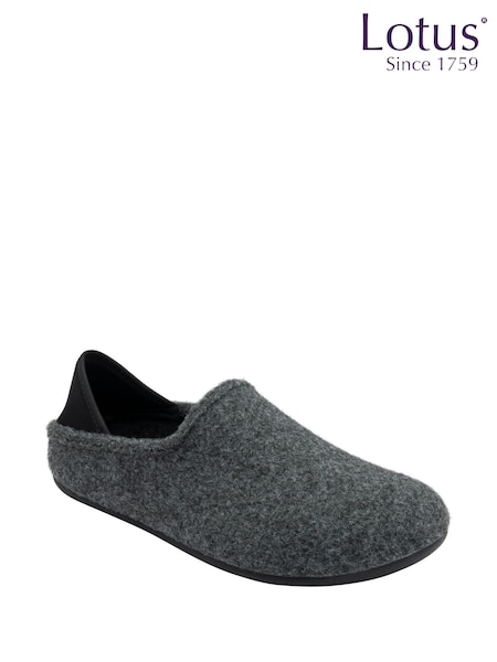 Lotus Grey Textile Slippers (H97737) | €37