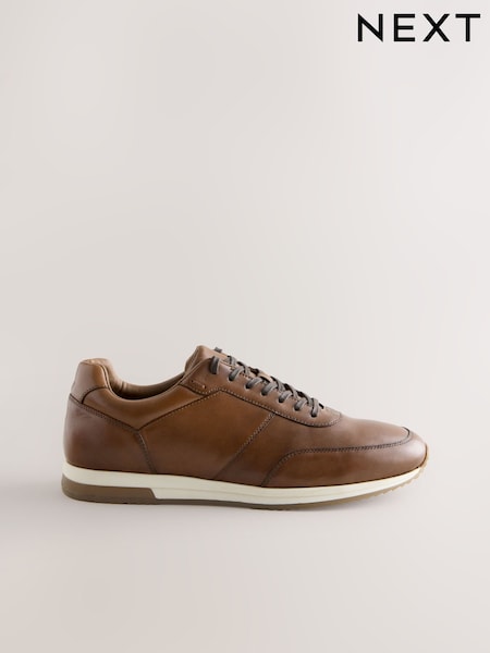 Tan Brown Smart Leather Trainers (H97833) | AED254