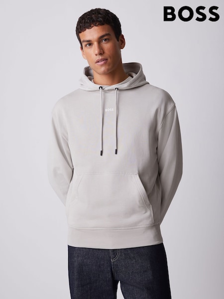 BOSS Grey Regular Fit Logo Hoodie (H97916) | OMR81