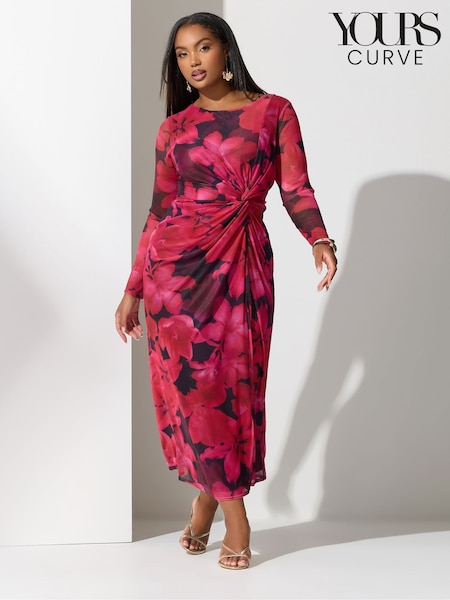Rosa - Yours Curve London Side Knot Dress (H98003) | R$ 590