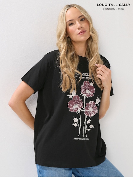 Long Tall Sally Black Oversized Los Angeles T-Shirt (H98005) | €27