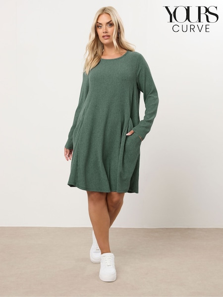 Yours Curve Textured Drape Pocket Dress (H98027) | R$ 305
