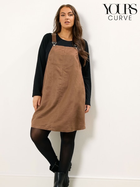 Yours Curve Brown Suede Pinafore Dress (H98043) | €49
