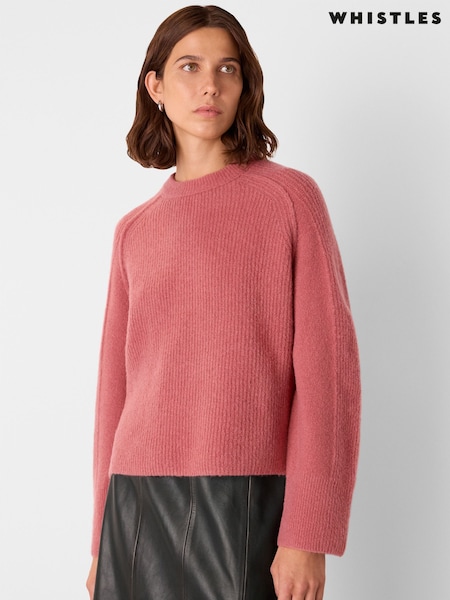 Rosa - Whistles Aria Wool Mix Crew Knit Jumper (H98124) | R$ 980