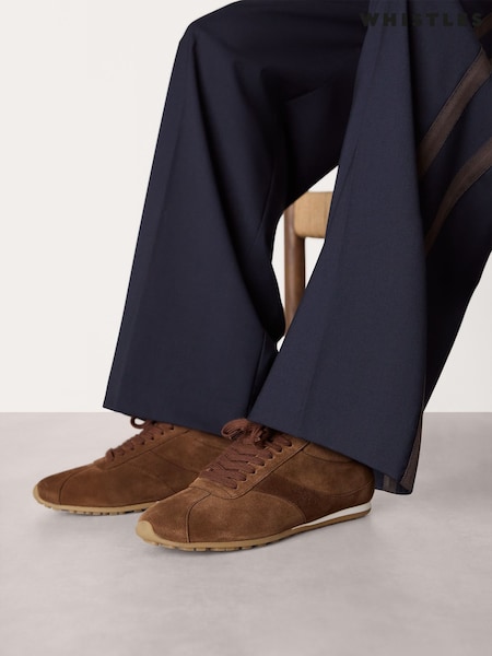 Whistles Brown Soft Suede Unlined Sneakers (H98132) | €152