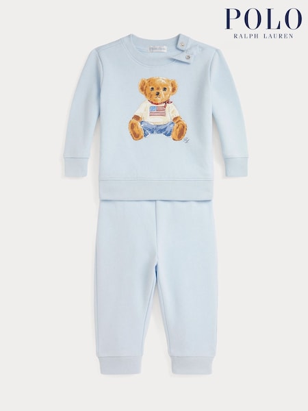 Polo Ralph Lauren Blue Baby Bear Graphic Jersey Sweatshirt & Joggers Set (H98145) | $299