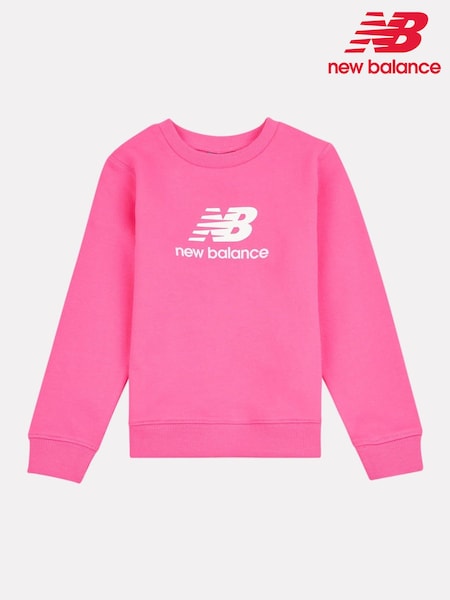 New Balance Pink Stacked Logo FT Crew Sweatshirt (H98185) | €46