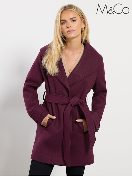 M&Co Red Petite Short Wrap Coat (H98250) | €93