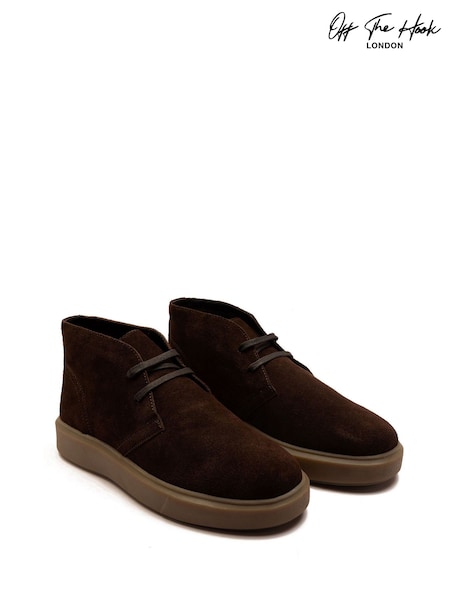 Off The Hook Brown Jethro Suede Leather Casual Lace-Up Chukka Boots (H98252) | AED233