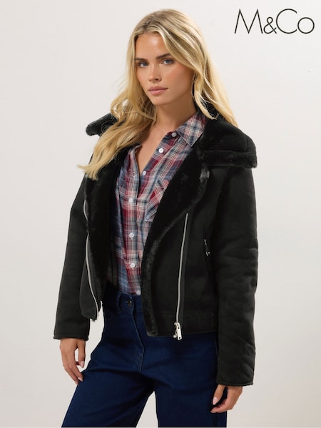 M&Co Petite Suede Aviator Jacket (H98253) | R$ 790