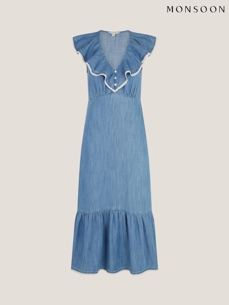 Monsoon Dottie Sleeveless Ruffle Midi Dress (H98360) | R$ 740