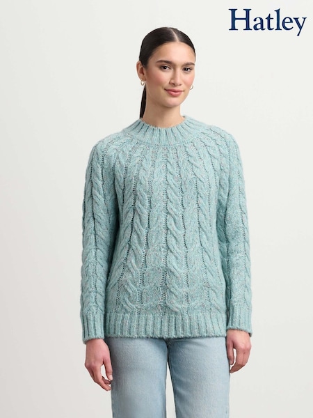 Hatley Green Dylan Cable Knit Jumper - Light Turquoise (H98403) | €102