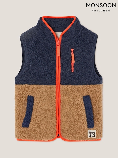 Monsoon Blue Colourblock Borg Gilet (H98481) | AED249 - AED277