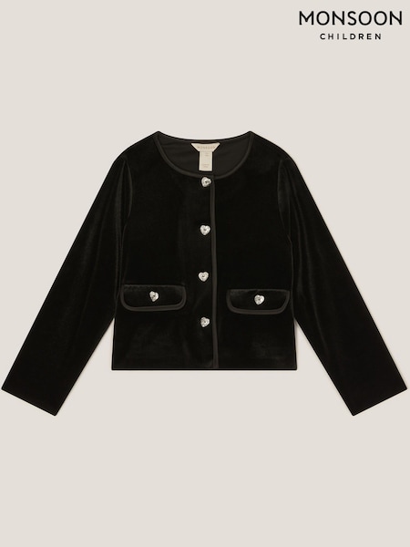 Monsoon Black Heart Button Velvet Jacket (H98482) | €53 - €58