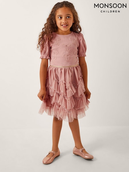Monsoon Bow Puff Sleeve Ruffle Dress (H98487) | 2 283 грн - 2 583 грн