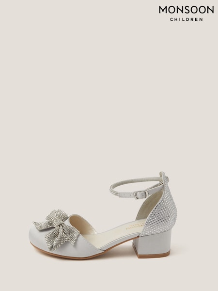 Monsoon Silver Sparkle Bow Two-Part Heels (H98490) | €38 - €44