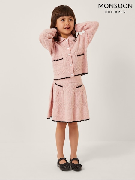Monsoon Pink Bow Collar Cardigan & Knit Skirt Set (H98491) | €66 - €80