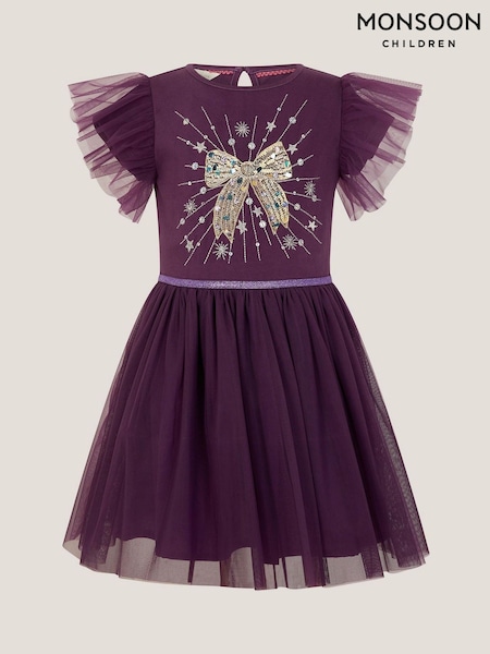 Monsoon Purple Embellished Bow Disco Dress (H98493) | 188 QAR - 213 QAR