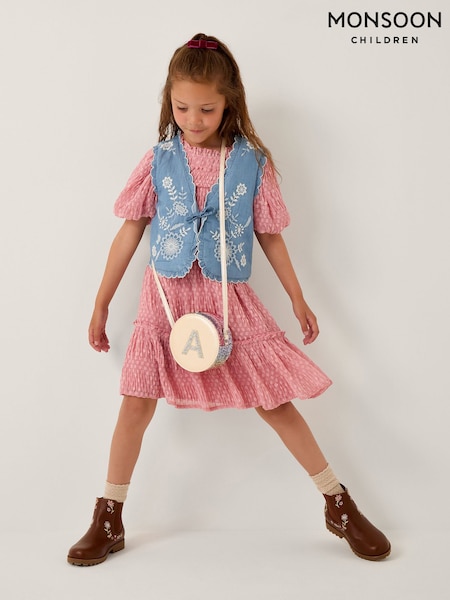 Monsoon Blue Embroidered Chambray Waistcoat (H98494) | €37 - €42