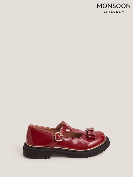Monsoon Red Bow Patent Mary Jane Brogues (H98495) | AED199 - AED227