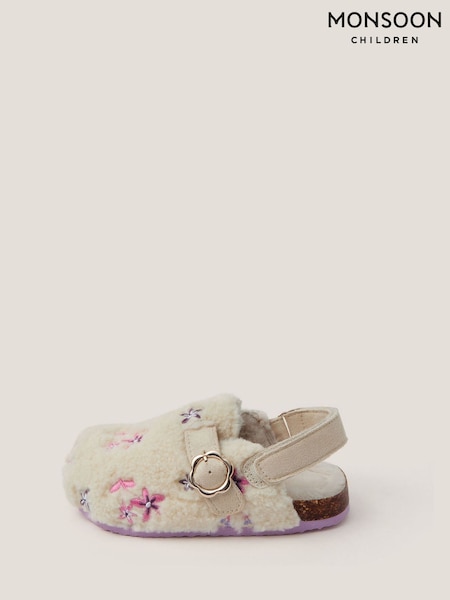 Monsoon Natural Floral Borg Clogs (H98501) | €34 - €40