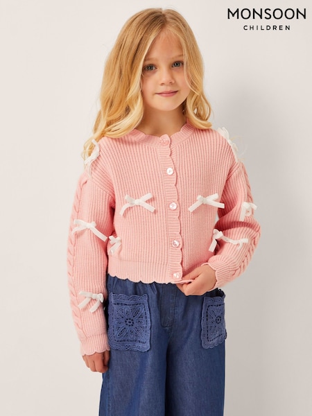 Monsoon Pink Bow Knit Cardigan (H98505) | €37 - €43