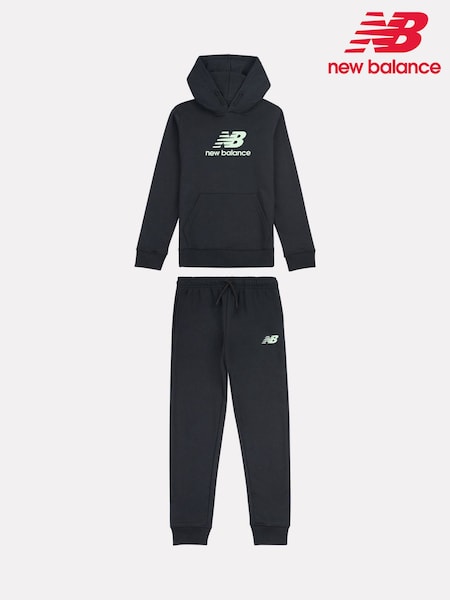 New Balance Black FT Stacked Logo Hoodie and Joggers Set (H98587) | AED379 - AED454