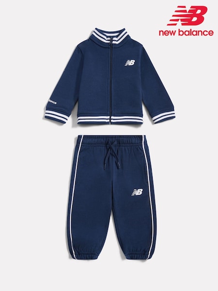 New Balance Blue Double Knit Full Zip Funnel Top + Joggers Set (H98591) | €95