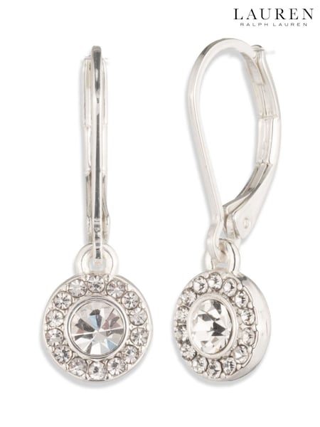Lauren Ralph Lauren Silver Tone Crystal Pave Drop Earrings (H98701) | €67