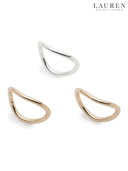 Lauren Ralph Lauren Gold Two Tone Sculptural 3 Ring Set (H98709) | €66