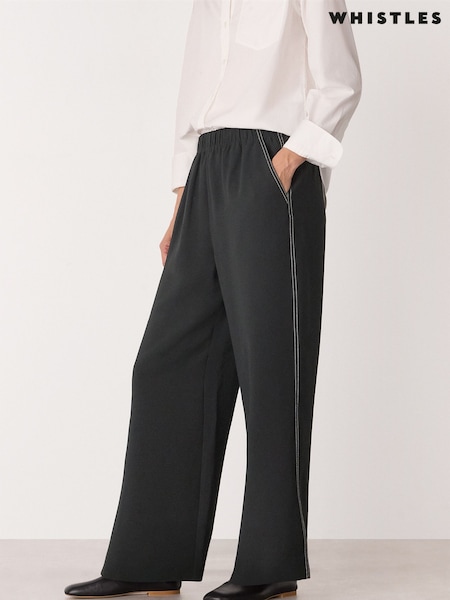 Whistles Black Crepe Stitch Detail Trousers (H98782) | €154