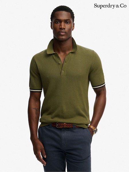 Superdry Green Knitted Texture Polo Shirt (H98875) | 301 SAR