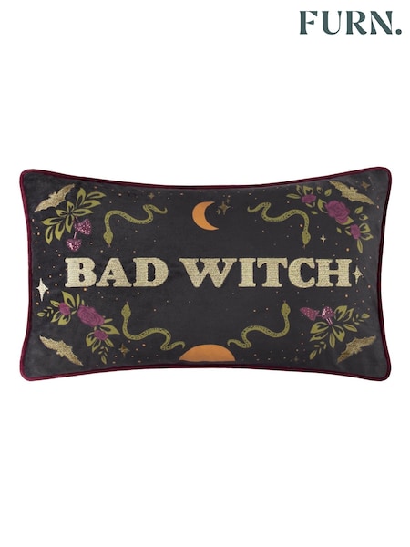 Furn Black Magic Bad Witch Piped Velvet Cushion (H99145) | €24.50