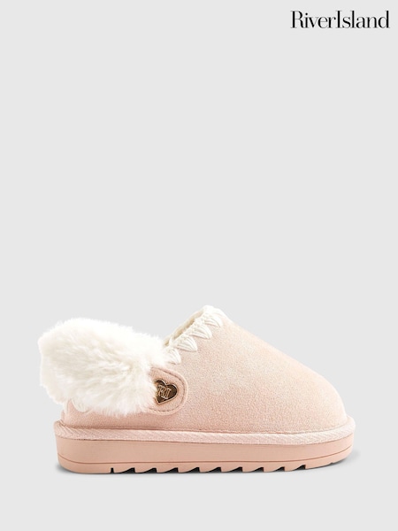 River Island Pink Fur Strap Whipstch Slippers (H99197) | €22.50