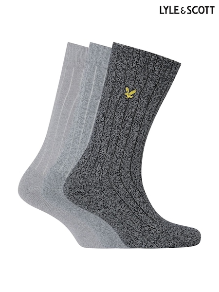 Lyle & Scott Grey Ace Socks Gift Box 3 Pack (H99252) | €26.50