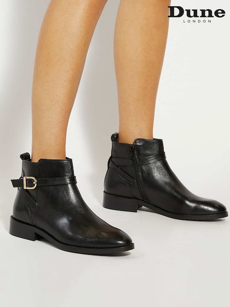 Dune London Black Pemma Strap Trim Ankle Boots (H99342) | €171